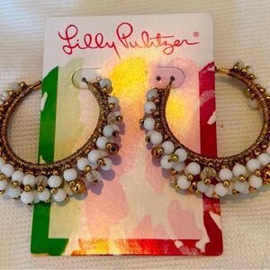 Lily Pulitzer white beaded hoop earrings